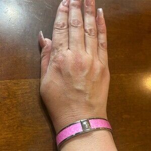 Coach Bracelet Pink Signature C Hinged Enamel Bangle Cuff Designer Logo